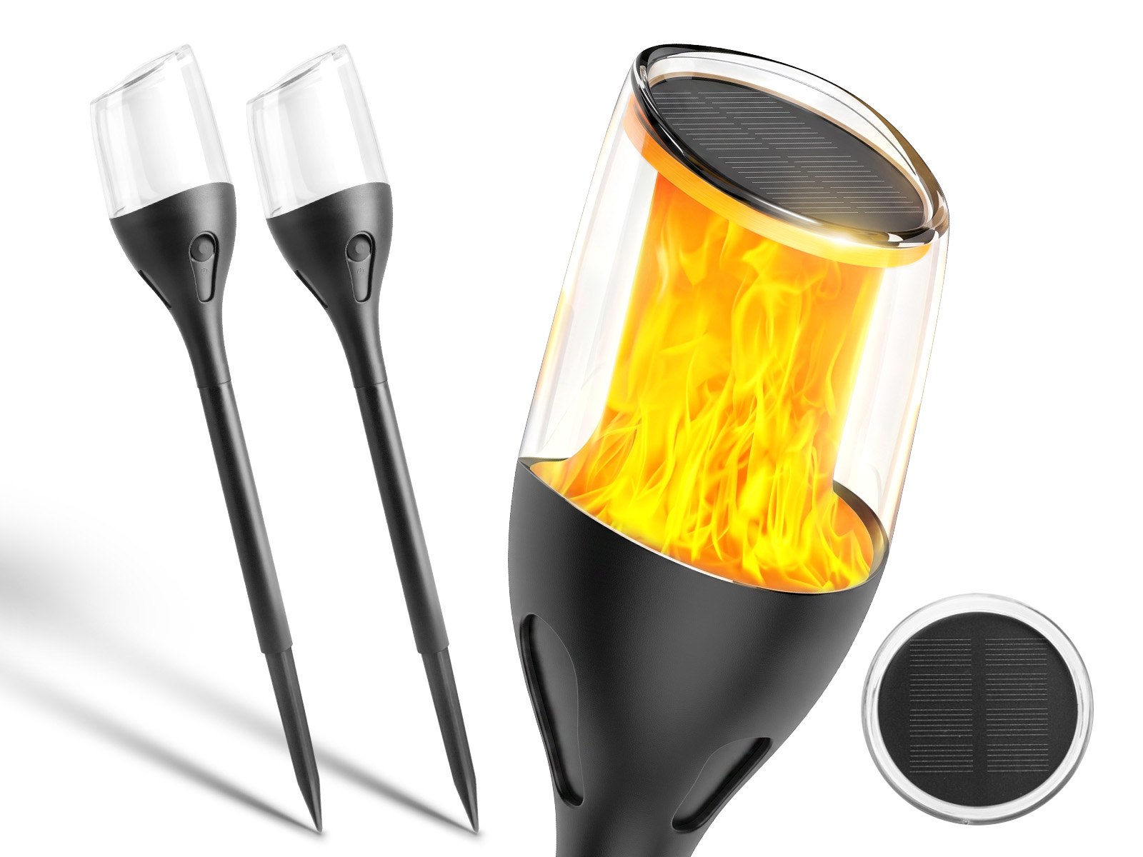 2x Słupek ogrodowy solarny LED płomień SSO-1 1600K